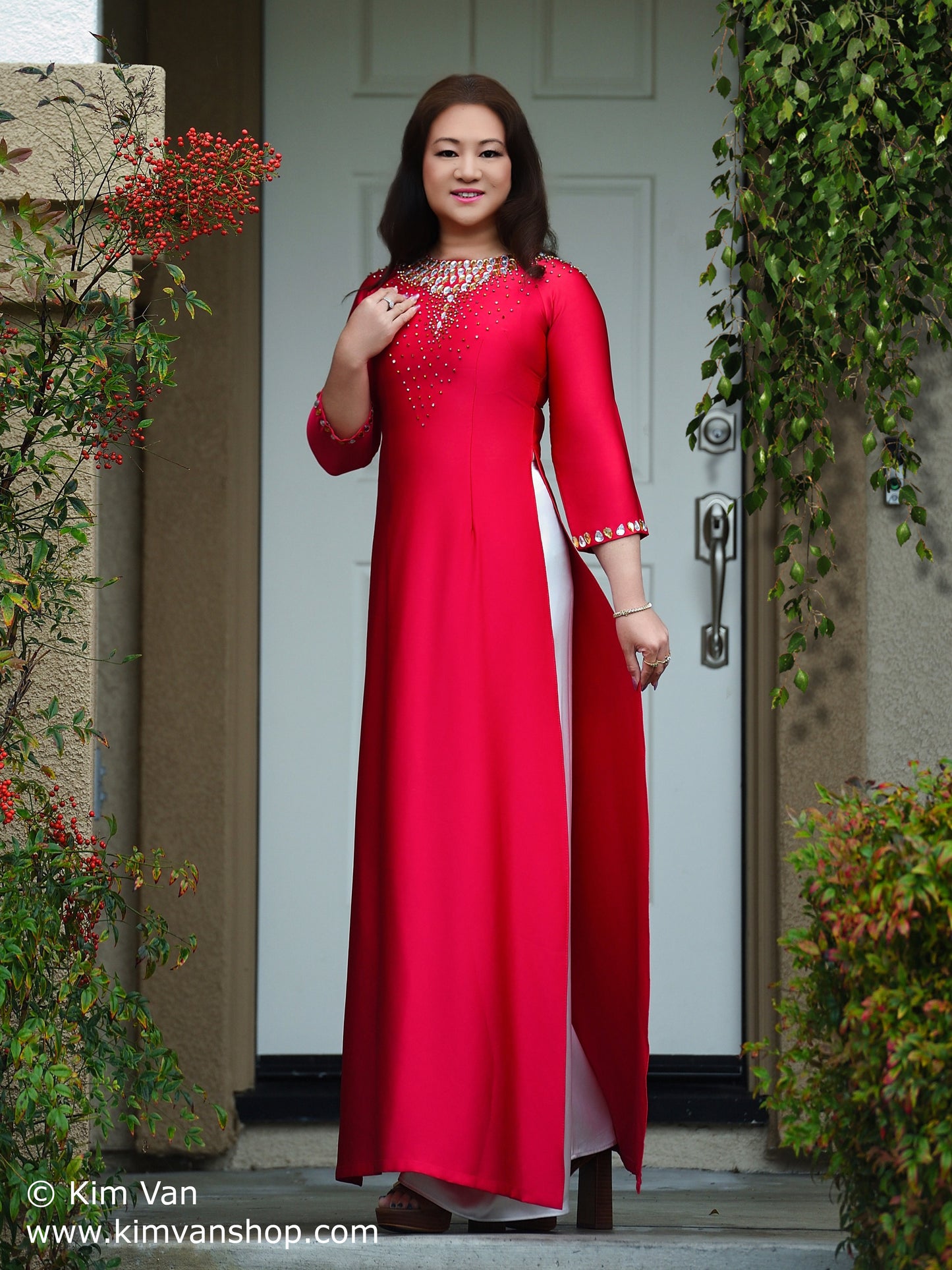 SM-DD1: Ao Dai vai cao cap, dinh da.
