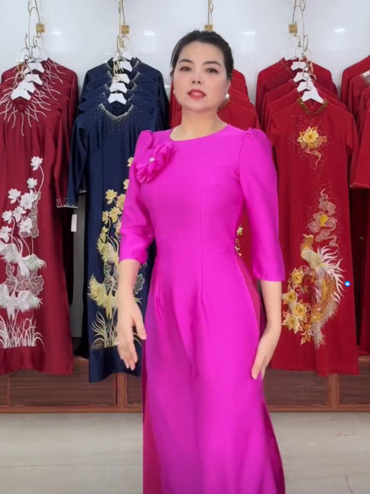 2. Ao Dai tron, dinh bong