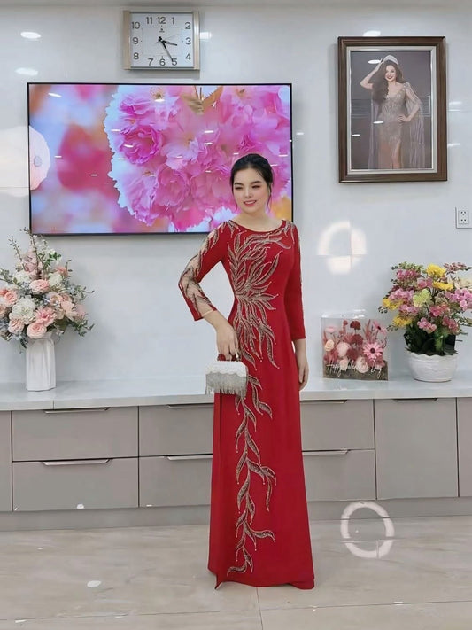 DS-1: Ao Dai high end design with stone attachment