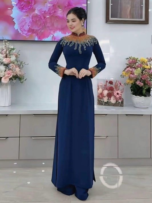 Stone-1: Ao Dai dinh da co va tay.