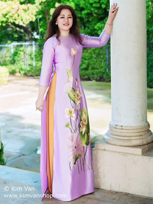 9999TCC-2: Ao Dai theu 9999 cao cap, thiet ke